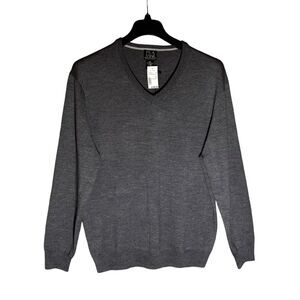NWT JoS. A. Bank Traveler's Collection Men's Merino Wool V-Neck Gray Sweater XXL